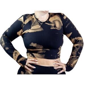 Manners London Size L US 14 Leki Crop Top in Acid Wash FITTED Stretch